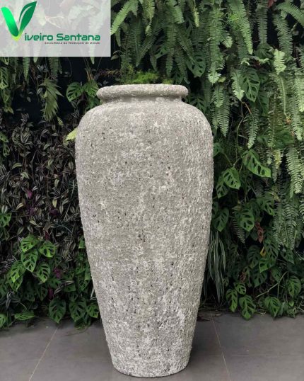 VASO ANFORA ALGA CALCARIA N 1,10 CINZA/BRANCO