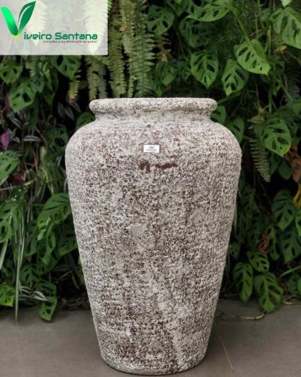 VASO ANFORA ALGA CALCARIA N 60 CINZA/BRANCO