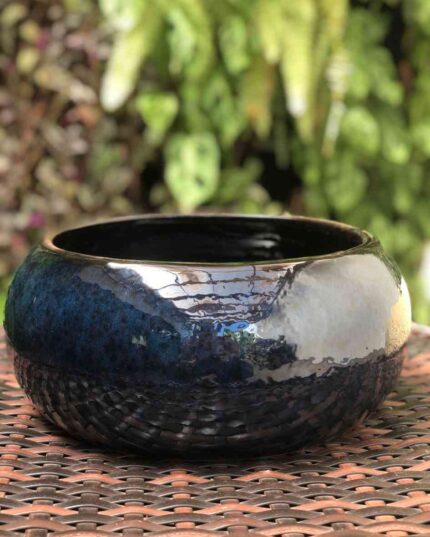 VASO ESMALT AZUL/PRETO C 18